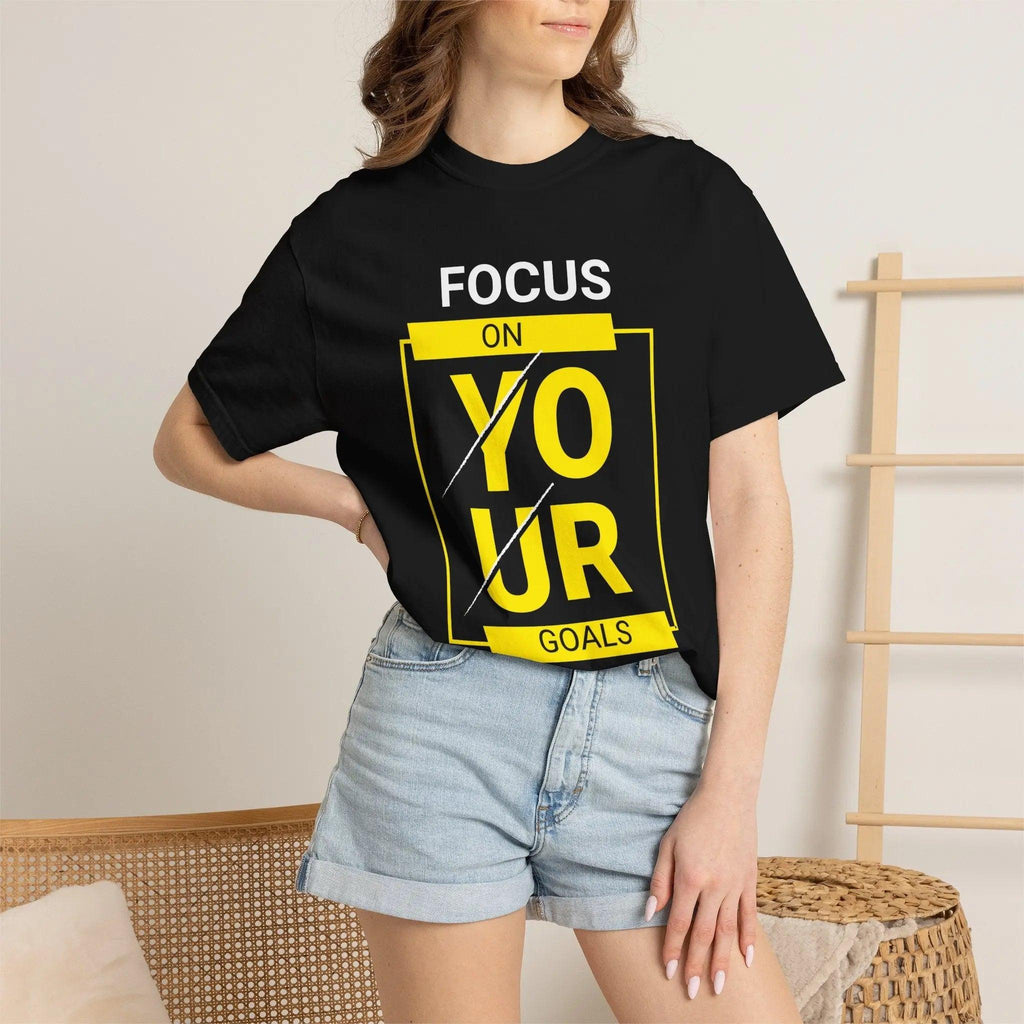 Focus On Your Goals T-Shirt – Motivational Graphic Heavyweight Cotton Tee Printify