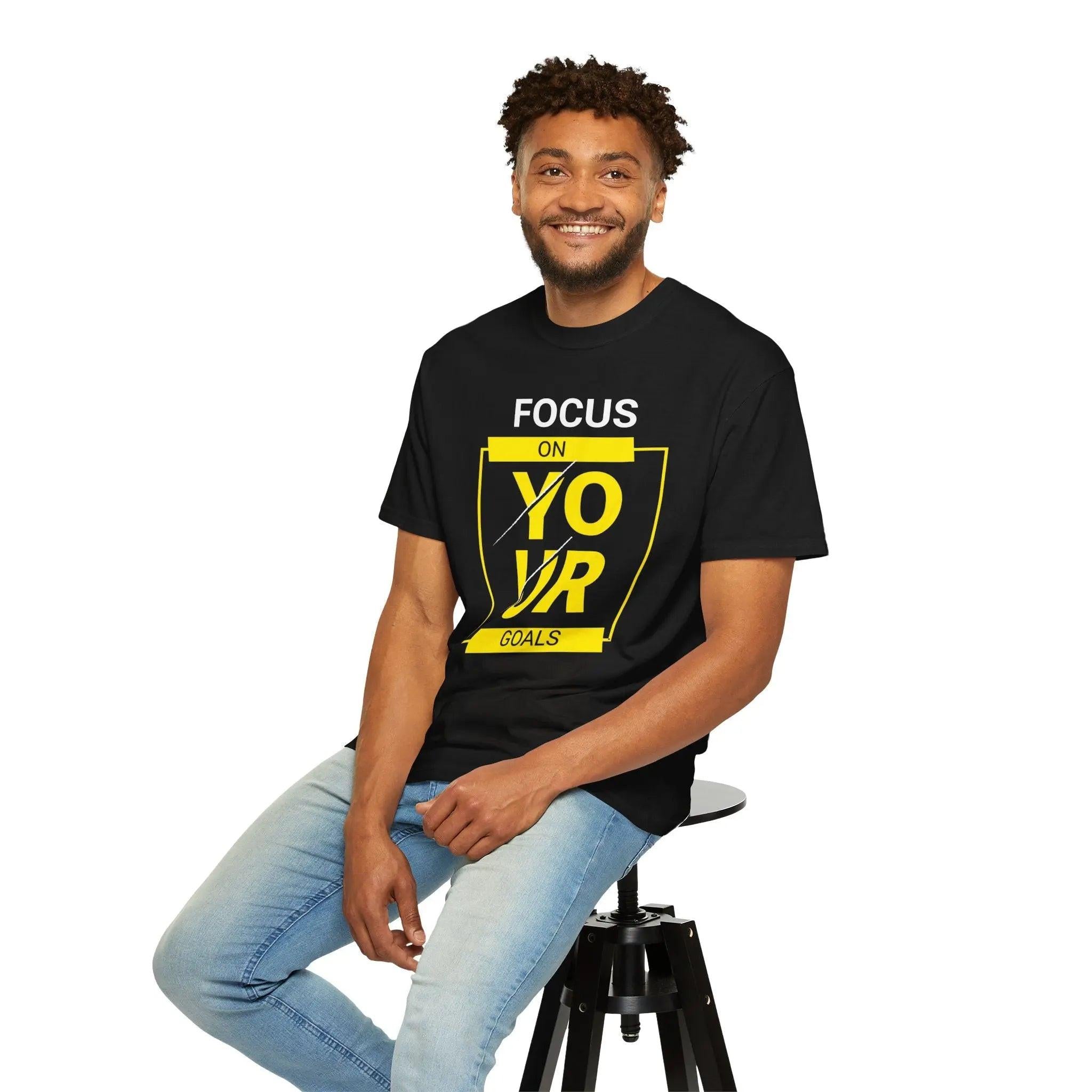 Focus On Your Goals T-Shirt – Motivational Graphic Heavyweight Cotton Tee Printify