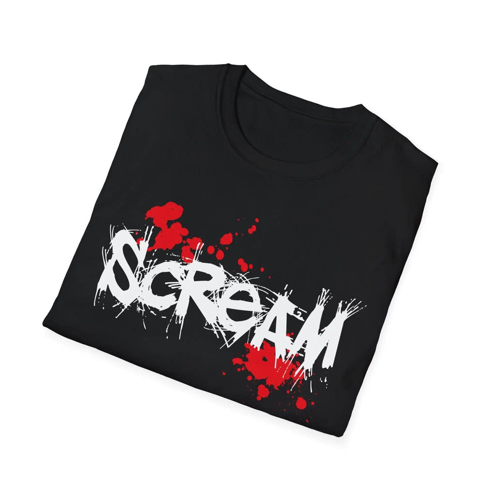 Scream Horror Graphic T-Shirt — Blood Splatter Scary Halloween Tee Printify
