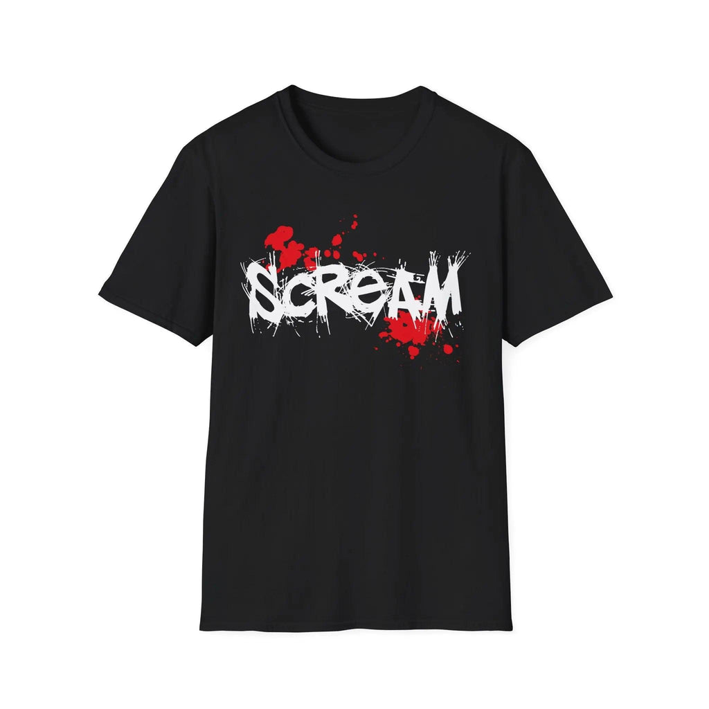 Scream Horror Graphic T-Shirt — Blood Splatter Scary Halloween Tee Printify