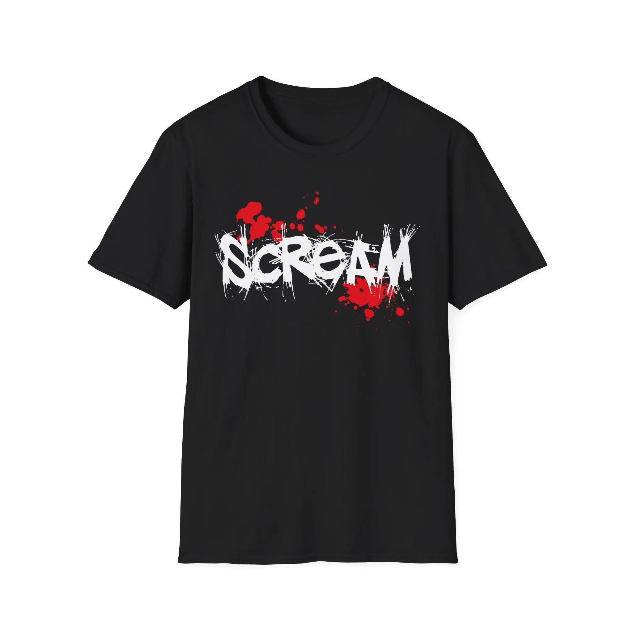 Scream Horror Graphic T-Shirt — Blood Splatter Scary Halloween Tee Printify